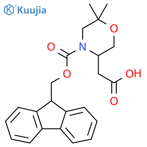 2-(4-{(9H-fluoren-9-yl)methoxycarbonyl}-6,6-dimethylmorpholin-3-yl)acetic acid structure