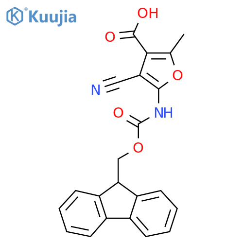 4-cyano-5-({[(9H-fluoren-9-yl)methoxy]carbonyl}amino)-2-methylfuran-3-carboxylic acid structure