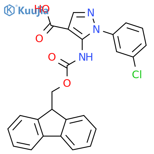1-(3-chlorophenyl)-5-({[(9H-fluoren-9-yl)methoxy]carbonyl}amino)-1H-pyrazole-4-carboxylic acid structure