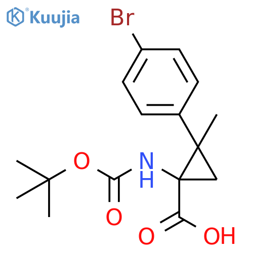 Cyclopropanecarboxylic acid, 2-(4-bromophenyl)-1-[[(1,1-dimethylethoxy)carbonyl]amino]-2-methyl- structure