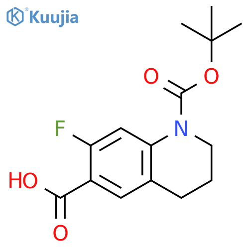 1-(tert-butoxy)carbonyl-7-fluoro-1,2,3,4-tetrahydroquinoline-6-carboxylic acid structure