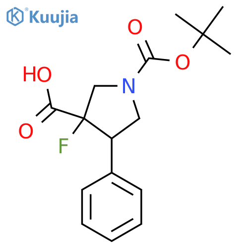 1-(tert-butoxy)carbonyl-3-fluoro-4-phenylpyrrolidine-3-carboxylic acid structure