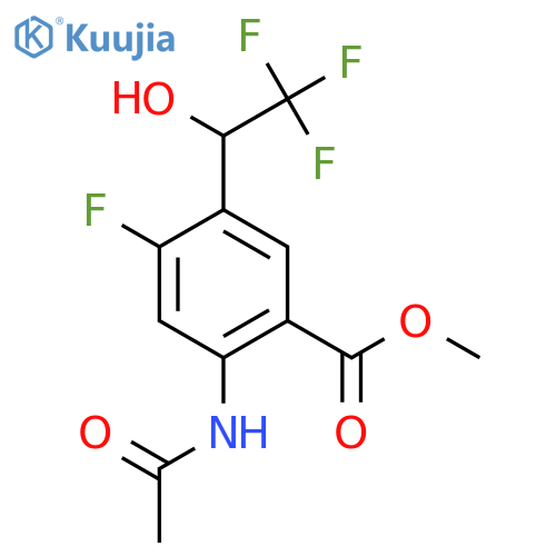 2-Acetylamino-4-fluoro-5-(2,2,2-trifluoro-1-hydroxy-ethyl)-benzoic acid methyl ester structure