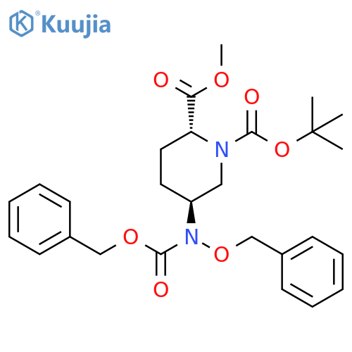 O1-tert-butyl O2-methyl (2R,5S)-5-[benzyloxy(benzyloxycarbonyl)amino]piperidine-1,2-dicarboxylate structure