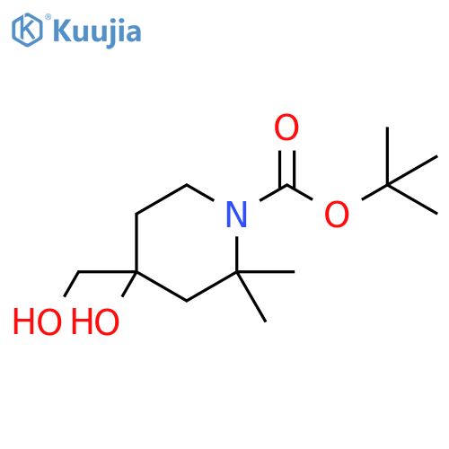 tert-butyl 4-hydroxy-4-(hydroxymethyl)-2,2-dimethyl-piperidine-1-carboxylate structure