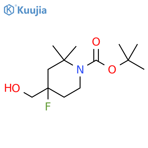 tert-butyl 4-fluoro-4-(hydroxymethyl)-2,2-dimethyl-piperidine-1-carboxylate structure