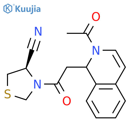 (4R)-3-[2-(2-acetyl-1,2-dihydroisoquinolin-1-yl)acetyl]-1,3-thiazolidine-4-carbonitrile structure