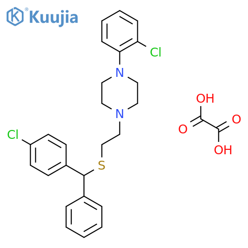1-(2-chlorophenyl)-4-(2-{[(4-chlorophenyl)(phenyl)methyl]sulfanyl}ethyl)piperazine ethanedioate (1:1) structure