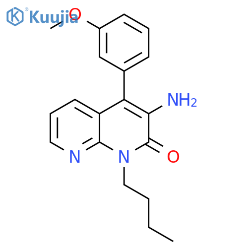 1,8-Naphthyridin-2(1H)-one, 3-amino-1-butyl-4-(3-methoxyphenyl)- structure