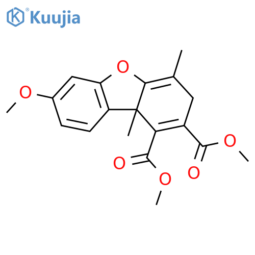 1,2-Dibenzofurandicarboxylic acid, 3,9b-dihydro-7-methoxy-4,9b-dimethyl-, dimethyl ester structure