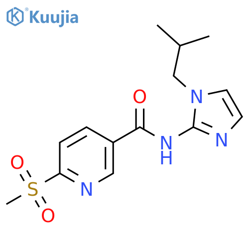 6-methanesulfonyl-N-[1-(2-methylpropyl)-1H-imidazol-2-yl]pyridine-3-carboxamide structure