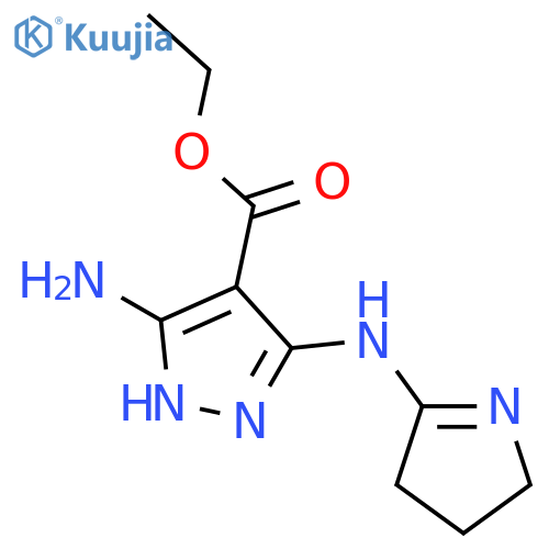 1H-Pyrazole-4-carboxylicacid, 3-amino-5-[(3,4-dihydro-2H-pyrrol-5-yl)amino]-, ethyl ester structure