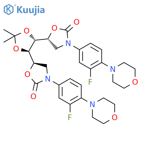 (5R,5'R)-5,5'-((4R,5R)-2,2-dimethyl-1,3-dioxolane-4,5-diyl)bis(3-(3-fluoro-4-morpholinophenyl)oxazolidin-2-one) structure