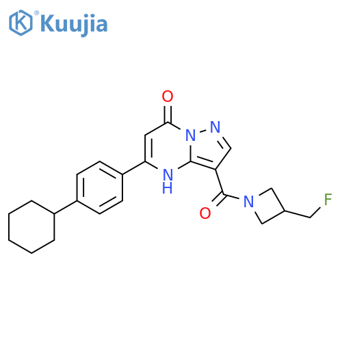 5-(4-cyclohexylphenyl)-3-[3-(fluoromethyl)azetidin
e-1-carbonyl]-4H,7H-pyrazolo[1,5-a]pyrimidin-7-one structure
