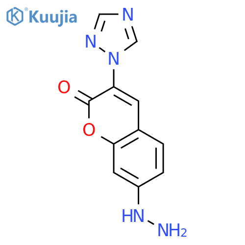 2H-1-Benzopyran-2-one, 7-hydrazino-3-(1H-1,2,4-triazol-1-yl)- structure