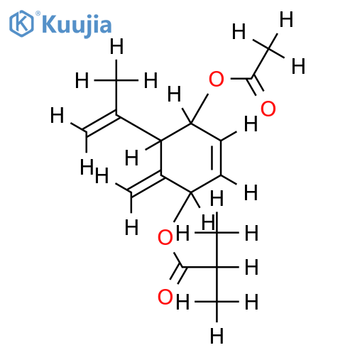 1-Acetoxy-2-isopropenyl-3-methylen-4-isobutyryloxy-cyclohexen-(5) structure