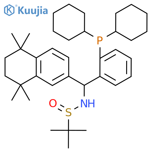 (R)-N-[(R)-[2-(Dicyclohexylphosphino)phenyl](5,5,8,8-tetramethyl-5,6,7,8-tetrahydronaphthalen-2-yl)methyl]-2-methylpropane-2-sulfinamide structure