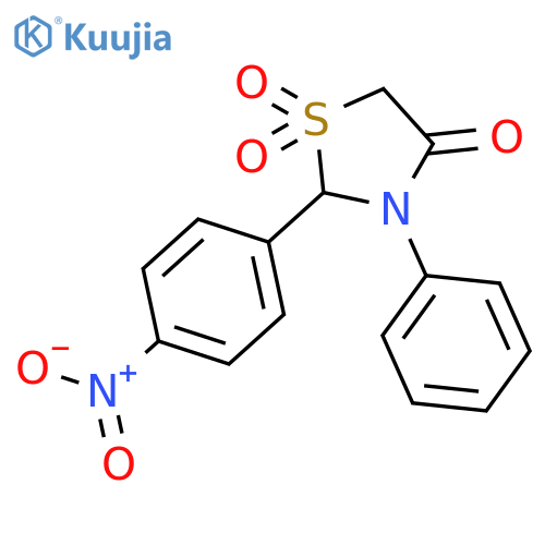 4-Thiazolidinone, 2-(4-nitrophenyl)-3-phenyl-, 1,1-dioxide structure