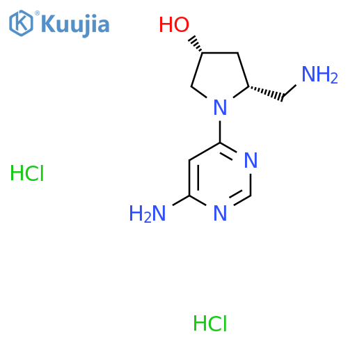 (3R,5R)-5-(Aminomethyl)-1-(6-aminopyrimidin-4-yl)pyrrolidin-3-ol;dihydrochloride structure