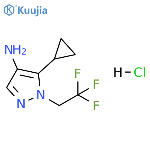 1H-Pyrazol-4-amine, 5-cyclopropyl-1-(2,2,2-trifluoroethyl)-, hydrochloride (1:1) structure