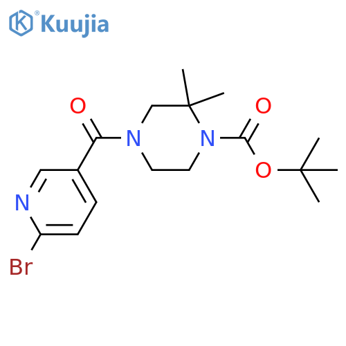 Tert-butyl 4-(6-bromopyridine-3-carbonyl)-2,2-dimethylpiperazine-1-carboxylate structure