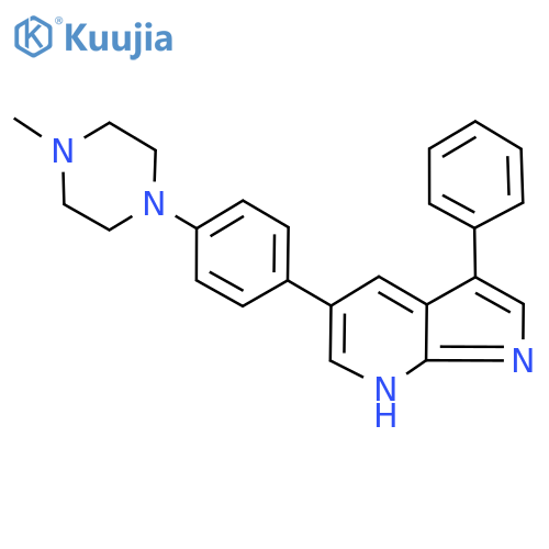 1H-​Pyrrolo[2,​3-​b]​pyridine, 5-​[4-​(4-​methyl-​1-​piperazinyl)​phenyl]​-​3-​phenyl- structure
