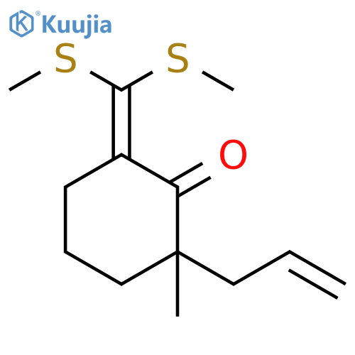 Cyclohexanone, 6-[bis(methylthio)methylene]-2-methyl-2-(2-propenyl)- structure