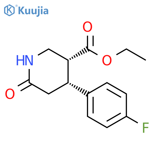 3-Piperidinecarboxylic acid, 4-(4-fluorophenyl)-6-oxo-, ethyl ester,(3R,4R)-rel- structure