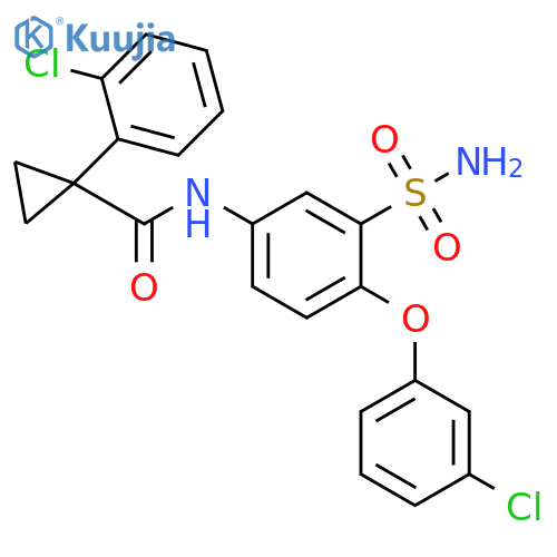 Cyclopropanecarboxamide, N-[3-(aminosulfonyl)-4-(3-chlorophenoxy)phenyl]-1-(2-chlorophenyl)- structure
