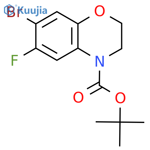 tert-butyl 7-bromo-6-fluoro-3,4-dihydro-2H-1,4-benzoxazine-4-carboxylate structure