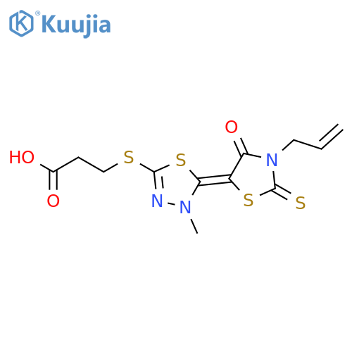 Propanoic acid,3-[[4,5-dihydro-4-methyl-5-[4-oxo-3-(2-propen-1-yl)-2-thioxo-5-thiazolidinylidene]-1,3,4-thiadiazol-2-yl]thio]- structure