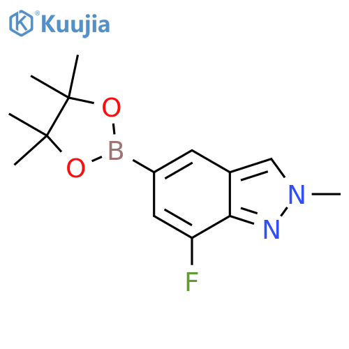 7-fluoro-2-methyl-5-(tetramethyl-1,3,2-dioxaborolan-2-yl)-2H-indazole structure