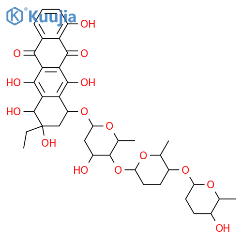 7-O-[2-Deoxy-α-L-fucopyranosyl-(1→4)-2-deoxy-α-L-fucopyranosyl-(1→4)-2-deoxy-α-L-fucopyranosyl]-β-rhodomycinone; 3B,3C-Dideoxy structure