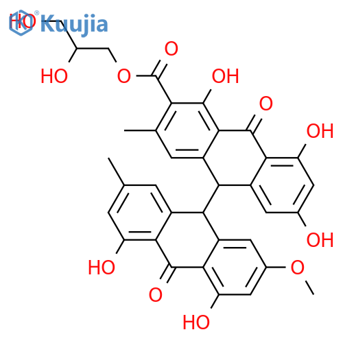 9,9',10,10'-Tetrahydro-2',4,4',5,5',7-hexahydroxy-2,7'-dimethyl-10,10'-dioxo[9,9'-bianthracene]-3-carboxylic acid; (9S,9'S)-form, 2'-Me ether, 2S,3-dihydroxypropyl ester structure