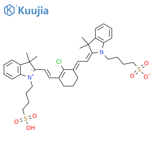 4-(2-((E)-2-((E)-2-chloro-3-(2-((E)-3,3-dimethyl-1-(4-sulfobutyl)indolin-2-ylidene)ethylidenE)cyclohex-1-en-1-yl)vinyl)-3,3-dimethyl-3h-indol-1-ium-1-yl)butane-1-sulfonate structure