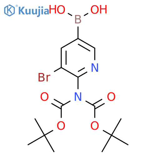 2-(Di-Boc-amino)-3-bromo-pyridine-5-boronic acid structure