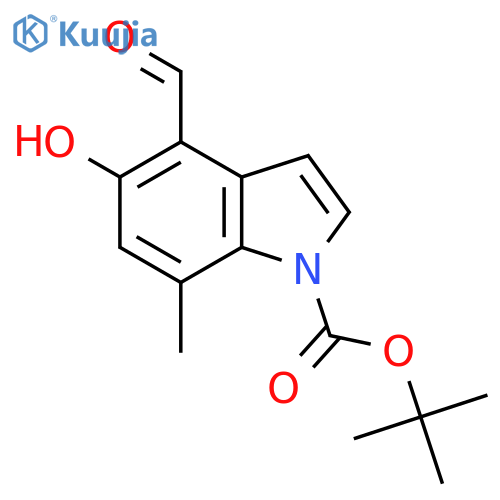 1H-Indole-1-carboxylic acid, 4-formyl-5-hydroxy-7-methyl-, 1,1-dimethylethyl ester structure