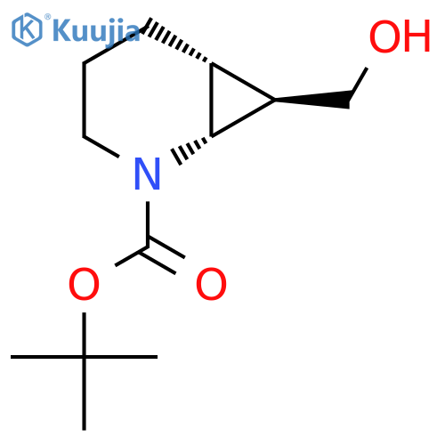 rac-tert-butyl (1R,6R,7R)-7-(hydroxymethyl)-2-azabicyclo[4.1.0]heptane-2-carboxylate structure