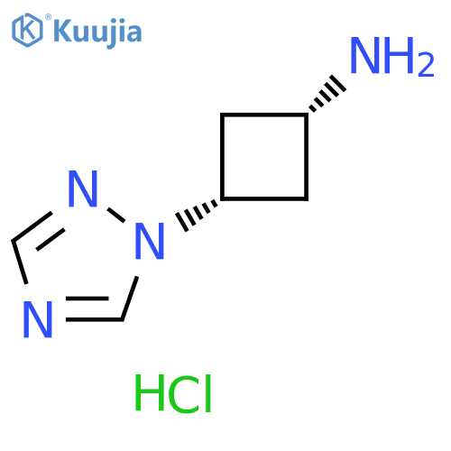 Cyclobutanamine, 3-(1H-1,2,4-triazol-1-yl)-, hydrochloride (1:2), cis- structure