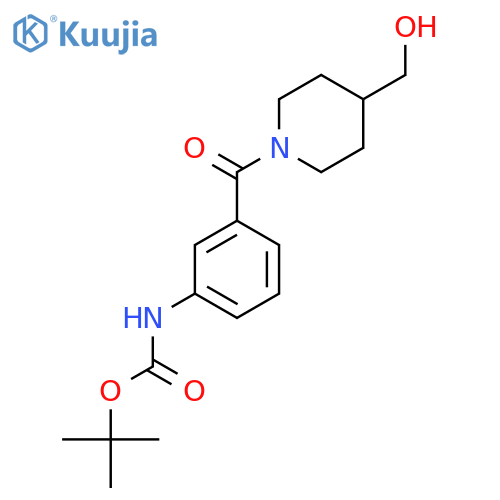 tert-butyl N-{3-[4-(hydroxymethyl)piperidine-1-carbonyl]phenyl}carbamate structure