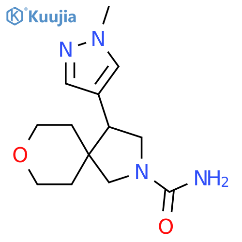 4-(1-Methylpyrazol-4-yl)-8-oxa-2-azaspiro[4.5]decane-2-carboxamide structure