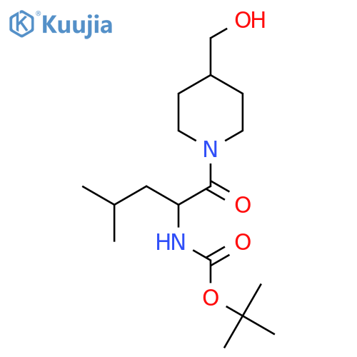 tert-butyl N-{1-[4-(hydroxymethyl)piperidin-1-yl]-4-methyl-1-oxopentan-2-yl}carbamate structure