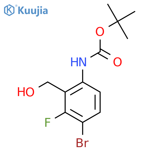 tert-butyl N-[4-bromo-3-fluoro-2-(hydroxymethyl)phenyl]carbamate structure