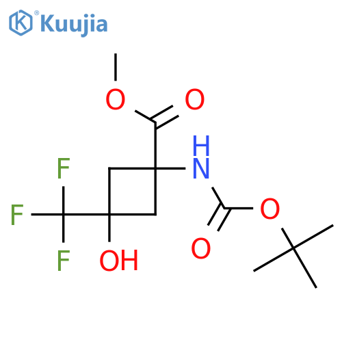 Methyl 1-{[(tert-butoxy)carbonyl]amino}-3-hydroxy-3-(trifluoromethyl)cyclobutane-1-carboxylate structure