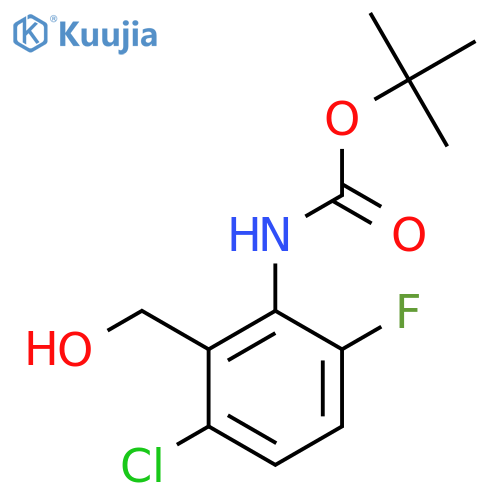 tert-butyl N-[3-chloro-6-fluoro-2-(hydroxymethyl)phenyl]carbamate structure