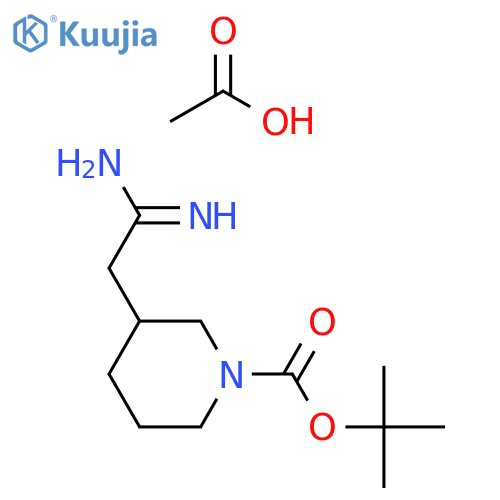 1-Piperidinecarboxylic acid, 3-(2-amino-2-iminoethyl)-, 1,1-dimethylethyl ester, acetate (1:1)  structure