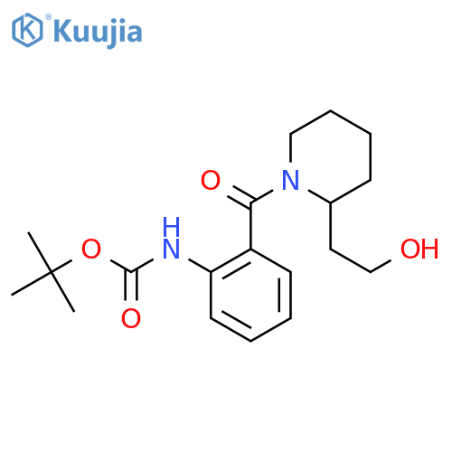 tert-butyl N-{2-[2-(2-hydroxyethyl)piperidine-1-carbonyl]phenyl}carbamate structure
