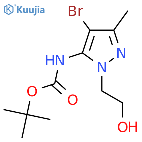 tert-butyl N-[4-bromo-1-(2-hydroxyethyl)-3-methyl-1H-pyrazol-5-yl]carbamate structure