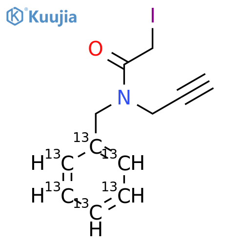 2-iodo-N-{(1,2,3,4,5,6-13C6)phenylmethyl}-N-(prop-2-yn-1-yl)acetamide structure