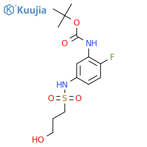 tert-butyl N-[2-fluoro-5-(3-hydroxypropanesulfonamido)phenyl]carbamate structure